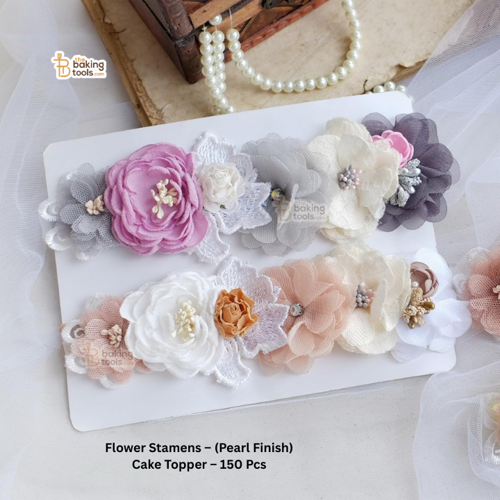 White Cream - 150 Pcs Double Headed Pearlized Artificial Flower Stamens Pollens – 5.5cm for Sugar Flowers, Cake Decoration & Craft Making